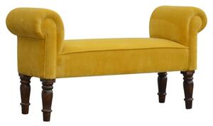 Cassia Velvet Hallway Seating Bench In Mustard