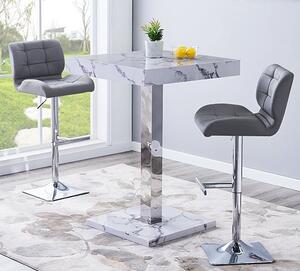 Topaz Diva Marble Effect Gloss Bar Table 2 Candid Grey Stools