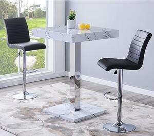 Topaz Vida Marble Effect Gloss Bar Table 2 Ripple Black Stool