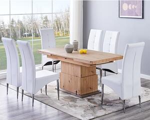 Elgin Convertible Sonoma Oak Dining Table 6 Vesta White Chairs