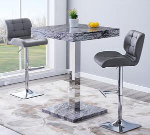 Topaz Melange Marble Effect Bar Table 2 Candid Grey Stools