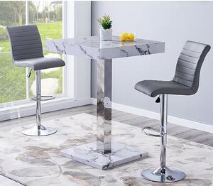 Topaz Diva Marble Effect Gloss Bar Table 2 Ripple Grey Stools