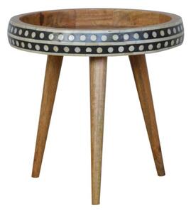 Ouzel Wooden Small Nordic Style End Table In Bone Inlay And Oak