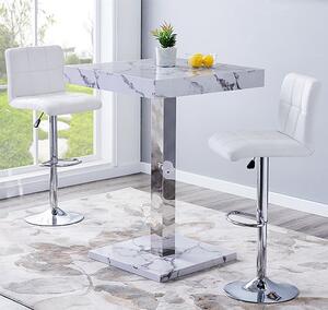 Topaz Diva Marble Effect Gloss Bar Table 2 Coco White Stools