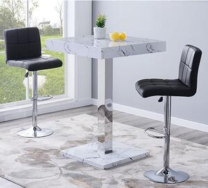 Topaz Vida Marble Effect Gloss Bar Table 2 Coco Black Stools