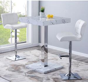 Topaz Vida Marble Effect Gloss Bar Table 2 Candid White Stool