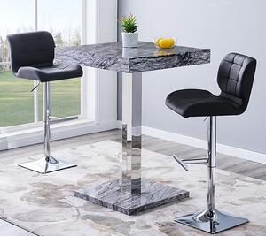 Topaz Melange Marble Effect Bar Table 2 Candid Black Stools