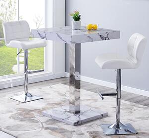 Topaz Diva Marble Effect Gloss Bar Table 2 Candid White Stools