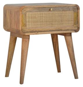 Debby Wooden Bedside Cabinet In Oak Woven Design With 1 Drawer