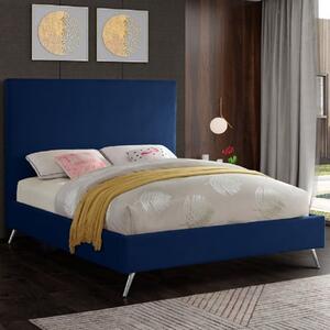 Jonesboro Plush Velvet Upholstered Single Bed In Blue