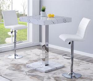 Topaz Vida Marble Effect Gloss Bar Table 2 Ripple White Stool