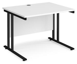 Melor 1000mm Cantilever Wooden Computer Desk In White And Black