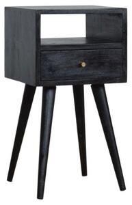 Tufa Wooden Petite Bedside Cabinet In Ash Black