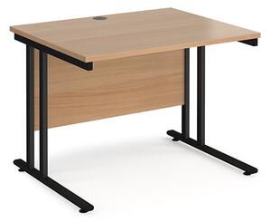 Melor 1000mm Cantilever Wooden Computer Desk In Beech And Black