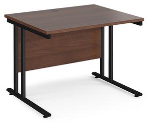 Melor 1000mm Cantilever Wooden Computer Desk In Walnut And Black