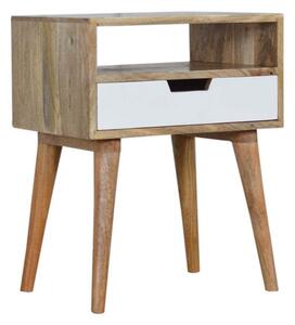 Nobly Wooden Bedside Cabinet In Oak Ish And White With Open Slot