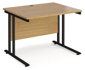 Melor 1000mm Cantilever Wooden Computer Desk In Oak And Black