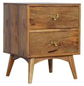 Neligh Bedside Cabinet In Oak Ish With Brass Metal Handles