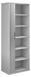 Upton 1 Door Tambour Storage Cabinet In White With 5 Shelves