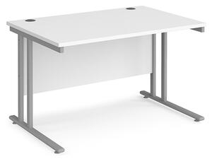 Melor 1200mm Cantilever Wooden Computer Desk In White And Silver