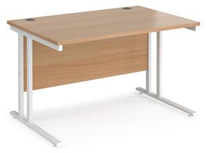 Melor 1200mm Cantilever Wooden Computer Desk In Beech And White