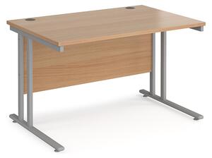 Melor 1200mm Cantilever Wooden Computer Desk In Beech And Silver