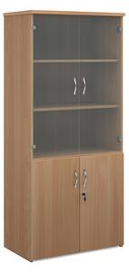 Upton Wooden Storage Cabinet In Beech With 4 Doors And 4 Shelves