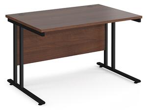 Melor 1200mm Cantilever Wooden Computer Desk In Walnut And Black