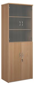 Upton Wooden Storage Cabinet In Beech With 4 Doors And 5 Shelves