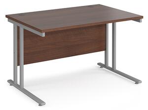 Melor 1200mm Cantilever Computer Desk In Walnut And Silver