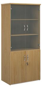 Upton Wooden Storage Cabinet In Oak With 4 Doors And 4 Shelves