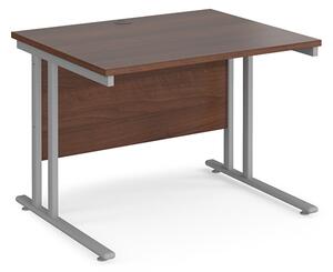 Melor 1000mm Cantilever Computer Desk In Walnut And Silver