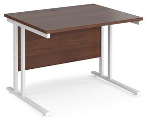 Melor 1000mm Cantilever Wooden Computer Desk In Walnut And White