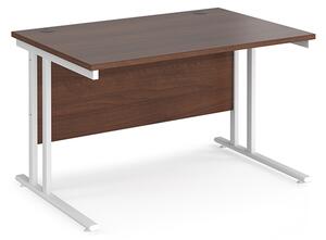 Melor 1200mm Cantilever Wooden Computer Desk In Walnut And White