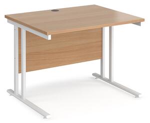 Melor 1000mm Cantilever Wooden Computer Desk In Beech And White