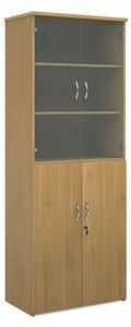 Upton Wooden Storage Cabinet In Oak With 4 Doors And 5 Shelves