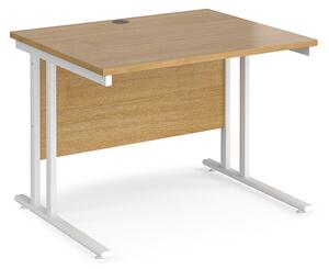 Melor 1000mm Cantilever Wooden Computer Desk In Oak And White