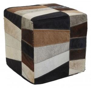 Safire Leather Striped Pouffe In Multicolored