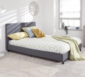 Alcester Faux Leather Small Double Bed In Grey