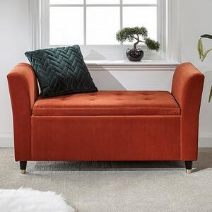 Gospel Fabric Upholstered Storage Hallway Bench In Russet