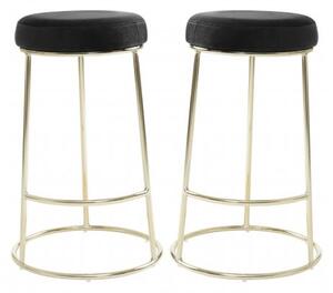 Intercrus Black Velvet Bar Stools With Gold Frame In A Pair