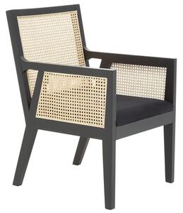 Corson Cane Rattan Wooden Accent Chair In Black