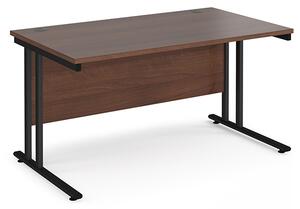 Melor 1400mm Cantilever Wooden Computer Desk In Walnut And Black