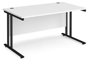 Melor 1400mm Cantilever Wooden Computer Desk In White And Black