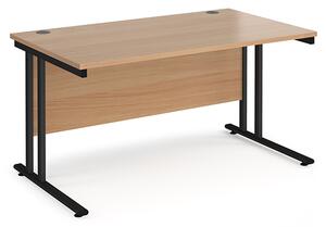 Melor 1400mm Cantilever Wooden Computer Desk In Beech And Black