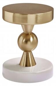 Martina Round Wooden Side Table In Gold And Ivory