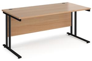 Melor 1600mm Cantilever Wooden Computer Desk In Beech And Black