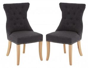 Trento Upholstered Dark Grey Fabric Dining Chairs In A Pair