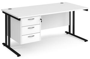 Melor 1600mm Cantilever 3 Drawers Computer Desk In White Black