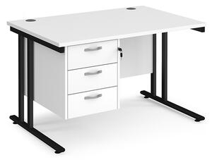 Melor 1200mm Cantilever 3 Drawers Computer Desk In White Black